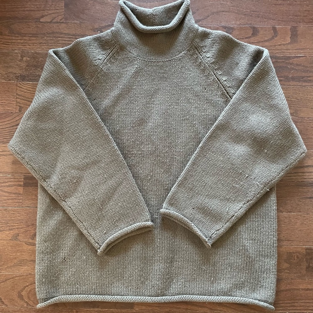 J. Crew Wool Gray/Green Turtleneck Sweater